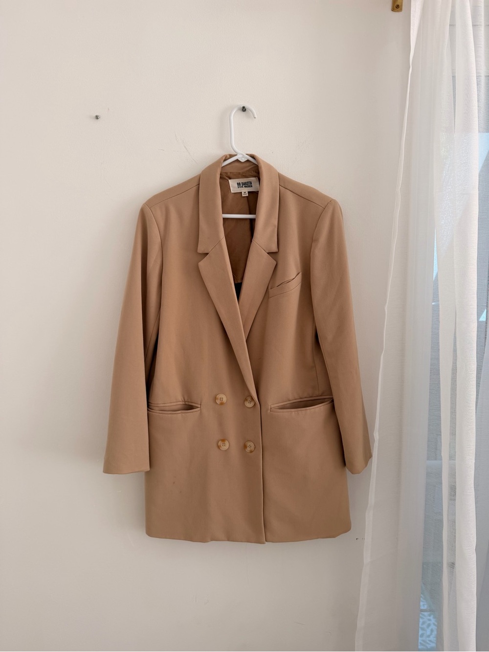 BB Dakota Camel Double-Breasted Blazer